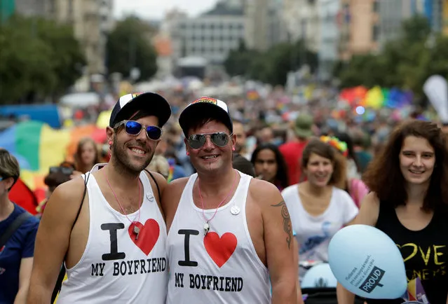 Participants attend the Prague Pride Parade where thousands marched through the city centre in support of gay rights, in Czech Republic, August 13, 2016. (Photo by David W. Cerny/Reuters)