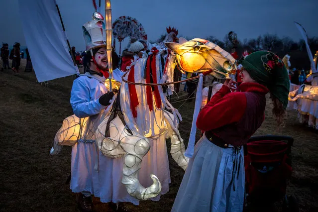 Parade participants during the traditional “Masopust Carnival” festival on February 13, 2018 in Roztoky near Prague, Czech Republic. (Photo by Margot Buff/RFE/RL)
