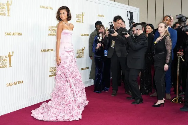 Zendaya arrives at the 29th annual Screen Actors Guild Awards on Sunday, February 26, 2023, at the Fairmont Century Plaza in Los Angeles. (Photo by Jordan Strauss/Invision/AP Photo)