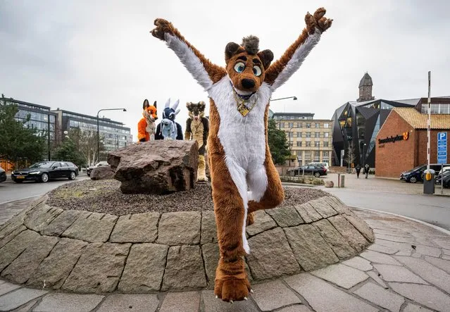 Thousands of furry creature have invaded Malmo in southern Swede on February 23, 2023 to attend the Nordic Fuzz Con, held at at Malmo Live. This year, the convention is expected to attract around 2,500 “furries” from all over the world. (Photo by Johan Nilsson/TT via Alamy Live News)