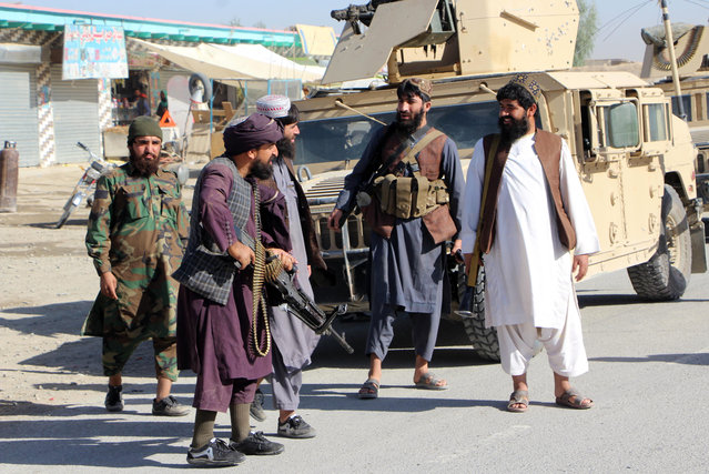 Taliban security personnel patrol along the de facto Afghan-Pakistan border in Spin Boldak, Kandahar, Afghanistan, 12 October 2025. Pakistan closed the Torkham and Chaman crossings after overnight clashes with Afghan forces left dozens of soldiers from both sides killed. The violence followed Pakistani airstrikes in Afghanistan targeting suspected TTP militants. (Photo by Qudratullah Razwan/EPA)