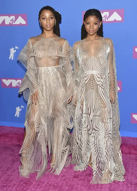 Chloe Bailey, left, and Halle Bailey, of Chloe X Halle, of arrive at the MTV Video Music Awards at Radio City Music Hall on Monday, August 20, 2018, in New York. (Photo by Evan Agostini/Invision/AP Photo)
