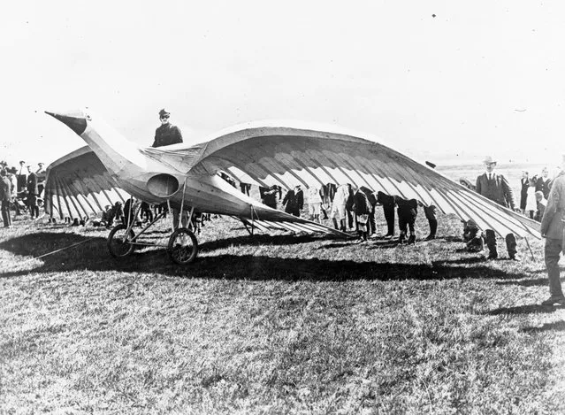 Latest Types of German Gliders, August 30, 1922. This bird-like glider is a plane belonging to the Berlin Aero Club, which covered a distance of three miles in the astounding motorless plane contests recently held in Germany. (Photo by Bettmann Archive)