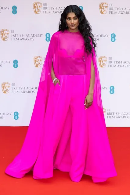 British actress Simone Ashley attends the EE British Academy Film Awards 2022 at Royal Albert Hall on March 13, 2022 in London, England. (Photo by Jeff Spicer/Getty Images)