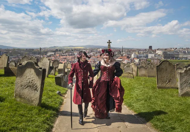 Attendees at the Whitby goth weekend, which has become one of the world’s most popular such events in Whitby, England on April 23, 2017. (Photo by Danny Lawson/PA Wire)