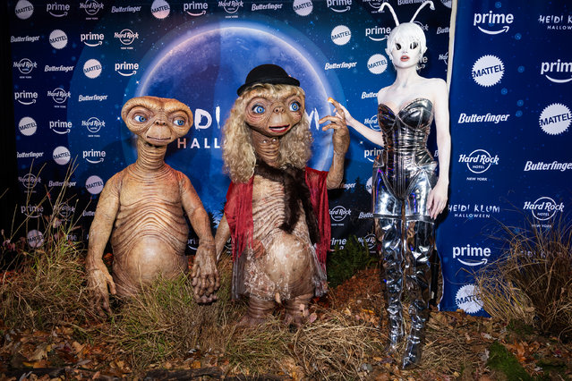 (L-R) Tom Kaulitz, Heidi Klum and Leni Klum attend Heidi Klum's 23rd Annual Halloween Party at Hard Rock Hotel New York on October 31, 2024 in New York City. (Photo by TheStewartofNY/WireImage)