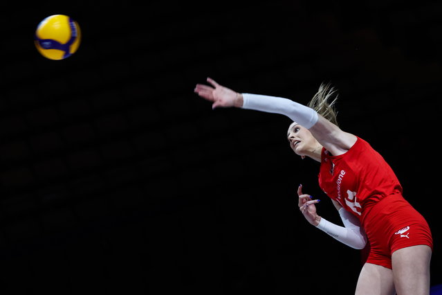 Aleksia Karutasu of Turkey in action during her match against France at the Volleyball Nations League (VNL) women's first leg in Beijing, China, 04 June 2025. (Photo by Wu Hao/EPA)