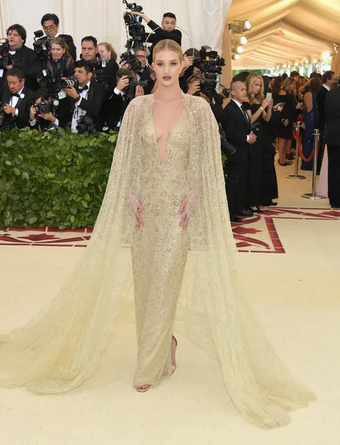 Rosie Huntington-Whiteley attends the Heavenly Bodies: Fashion & The Catholic Imagination Costume Institute Gala at The Metropolitan Museum of Art on May 7, 2018 in New York City. (Photo by Neilson Barnard/Getty Images)