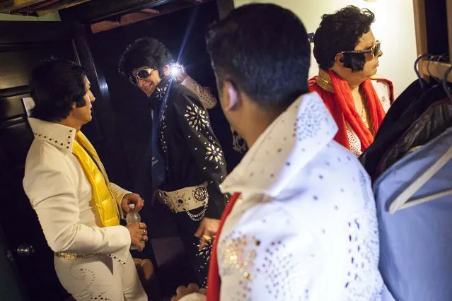Participants prepare backstage during the 20th annual Seattle Invitationals, an amateur Elvis impersonator competition, in Seattle, Washington January 23, 2015. (Photo by David Ryder/Reuters)