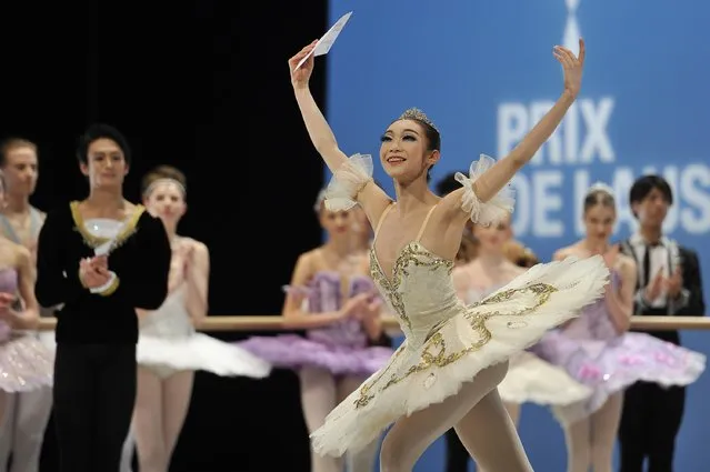 Jisoo Park of South Korea from Seoul Art High School, Seoul, South Korea celebrates receiving the second prize of the 43rd International Ballet Competition 'Prix de Lausanne' on February 7, 2015 in Lausanne, Switzerland. (Photo by Harold Cunningham/Getty Images)