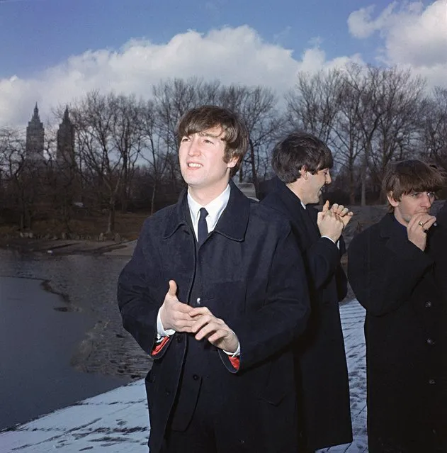 Beatle John Lennon is shown in New York's Central Park with two other band members, Paul McCartney and Ringo Starr, right, February 10, 1964 on their first U.S. tour. (Photo by AP Photo)