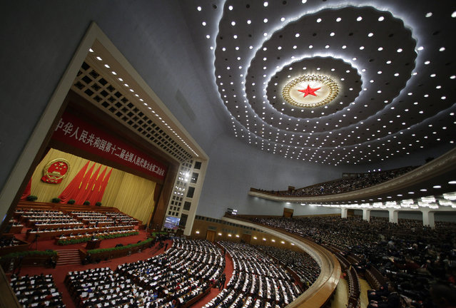 A general view inside the Great Hall of the People during the opening ceremony of the National People's Congress (NPC) in Beijing March 5, 2014. (Photo by Barry Huang/Reuters)
