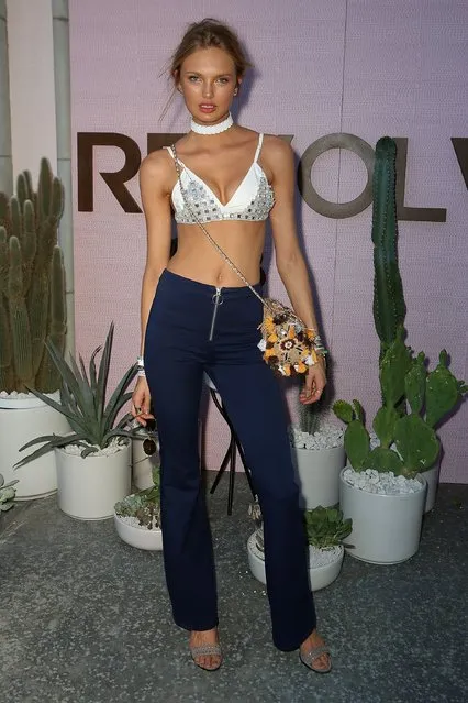 Model Romee Strijd arrives at REVOLVE Desert Houseon April 16, 2016 in Thermal, California. (Photo by Ari Perilstein/Getty Images for A-OK Collective, LLC.)