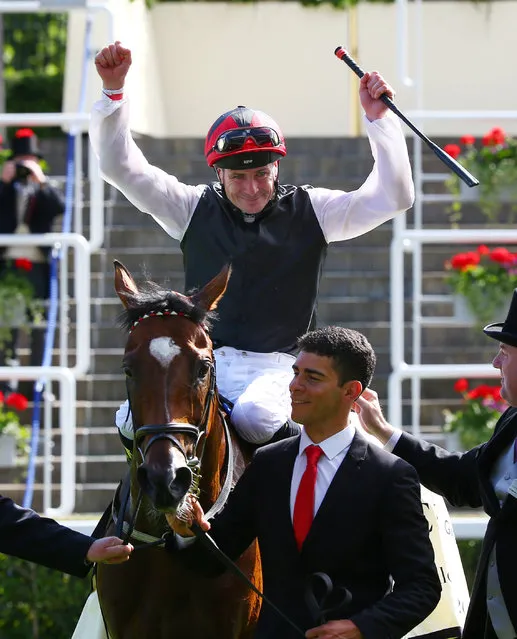 Horse Racing - Royal Ascot - Ascot Racecourse - 17/6/15
Pat Smullen celebrates after riding Free Eagle to victory in the 16.20 Prince of Wales's Stakes 
Reuters / Eddie Keogh
Livepic
