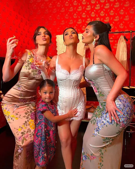 American model Kylie Jenner poses with her newlywed sister, American media personality Kourtney Kardashian, model Kendall Jenner and Kylie's daughter Stormi in the last decade of May 2022. (Photo by kyliejenner/Instagram)