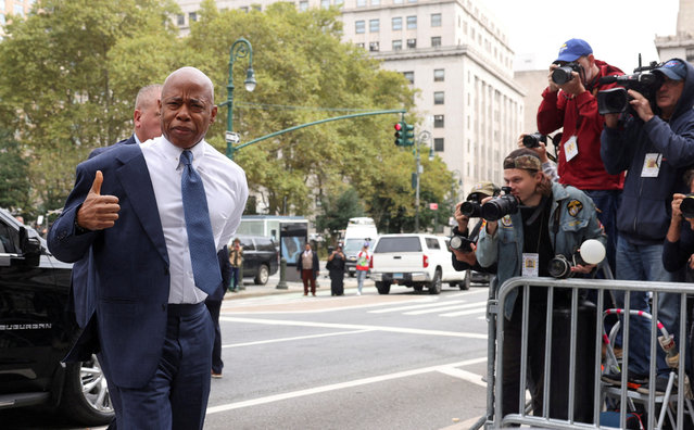 New York City Mayor Eric Adams arrives at the federal court after being charged with bribery and illegally soliciting a campaign contribution from a foreign national, in New York City on October 2, 2024. (Photo by Caitlin Ochs/Reuters)