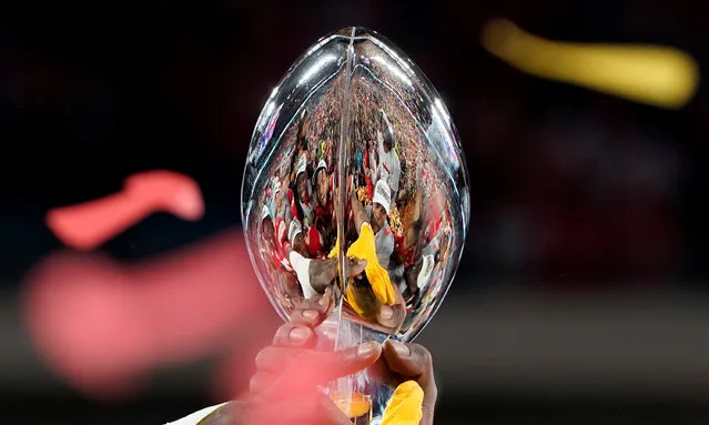 The Kansas City Chiefs celebrate with the Vince Lombardi trophy after their 31-20 victory over the San Francisco 49ers in Super Bowl LIV in Miami, Florida on February 2, 2020. (Photo by Mike Blake/Reuters)