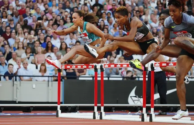 Britain Athletics, 2016 London Anniversary Games, Queen Elizabeth Olympic Park, Stratford, London on July 22, 2016. Great Britain's Jessica Ennis-Hill in action during the Women's 100m Hurdles. (Photo by Eddie Keogh/Reuters/Livepic)