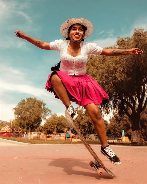 An indigenous Bolivian woman, known as a “cholita”, embraces her roots while kicking stereotypes to the kerb in a sport dominated by men, in Cochabamba, Bolivia on February 24, 2023. (Photo by Celia D. Luna/The Times)