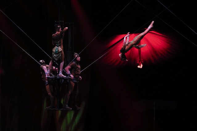 Cirque du Soleil artists perform acrobatics at the Palacio de los Deportes in Mexico City, Mexico, 12 November 2025. (Photo by Isaac Esquivel/EPA)