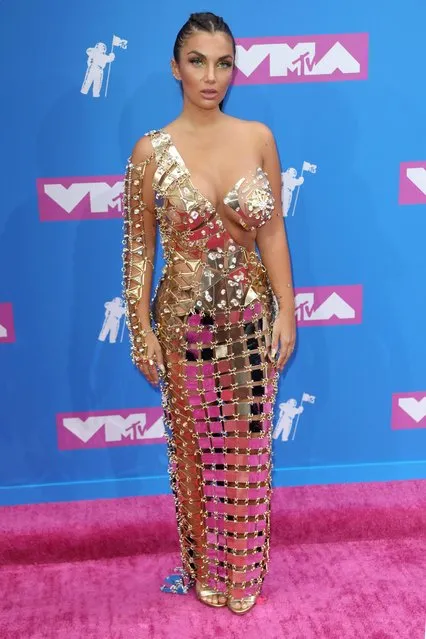 Elettra Lamborghini arrives at the MTV Video Music Awards at Radio City Music Hall on Monday, August 20, 2018, in New York. (Photo by Splash News and Pictures)