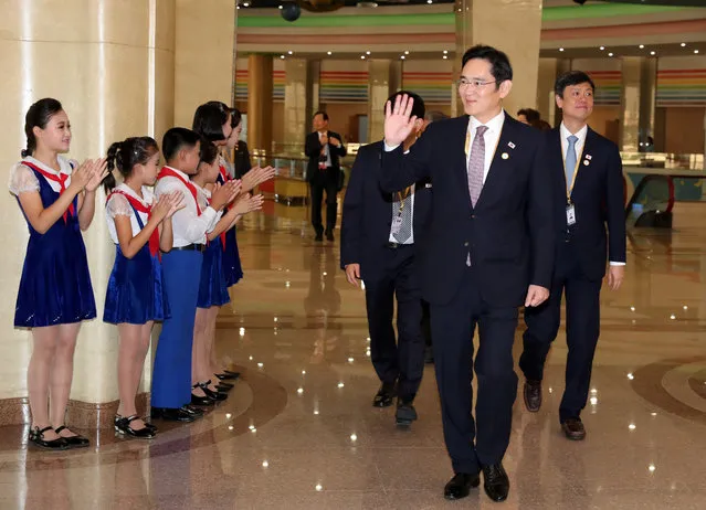 Samsung group vice chairman Jay Y. Lee visits Mangyongdae Children's Palace in Pyongyang, North Korea, September 19, 2018. (Photo by Pyeongyang Press Corps/Pool via Reuters)