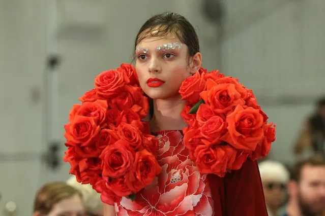 A model walks the runway during the Akira show at Mercedes-Benz Fashion Week Australia 2015 at Carriageworks on April 15, 2015 in Sydney, Australia. (Photo by Caroline McCredie/Getty Images)