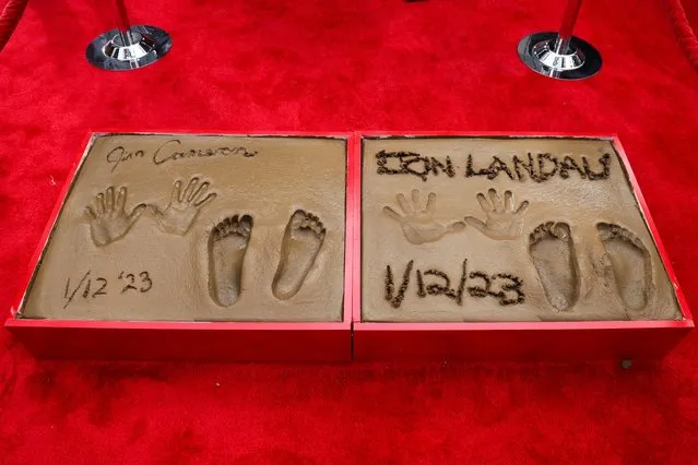 The footprints and handprints of Director James Cameron and Producer Jon Landau are pictured at the forecourt of the TCL Chinese Theatre in Los Angeles, California, U.S., January 12, 2023. (Photo by Mario Anzuoni/Reuters)