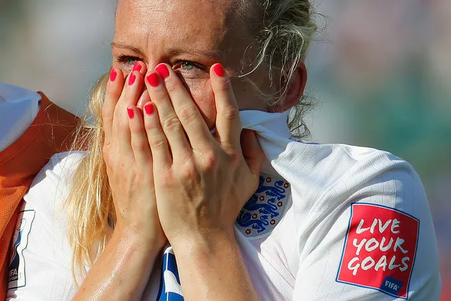 Laura Bassett of England is dejected after the FIFA Women's World Cup Semi Final match between Japan and England at the Commonwealth Stadium on July 1, 2015 in Edmonton, Canada. (Photo by Kevin C. Cox/Getty Images)