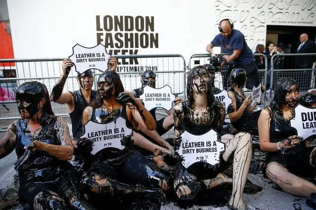 Activists from PETA stage a demonstration outside a venue during London Fashion Week in London, Britain, September 13, 2019. (Photo by Henry Nicholls/Reuters)