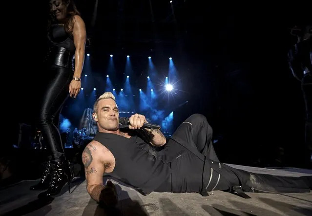 British singer Robbie Williams performs at the Paleo Festival in Nyon, Switzerland, July 20, 2015. (Photo by Denis Balibouse/Reuters)