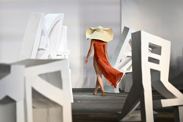 A model walks the runway in a design by Liandra Swim during the Next Gen runway show during Afterpay Australian Fashion Week 2023 at Carriageworks on May 19, 2023 in Sydney, Australia. (Photo by Stefan Gosatti/Getty Images for AAFW)