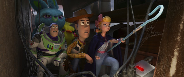 This undated image provided by Disney/Pixar shows a scene from the movie “Toy Story 4”.  (Photo by Disney/Pixar via AP Photo)