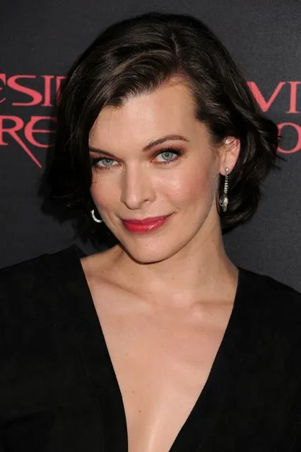 Actress Milla Jovovich arrives at the Los Angeles premiere of “Resident Evil: Retribution” at Regal Cinemas L.A. Live on September 12, 2012 in Los Angeles, California. (Photo by Christopher Polk)