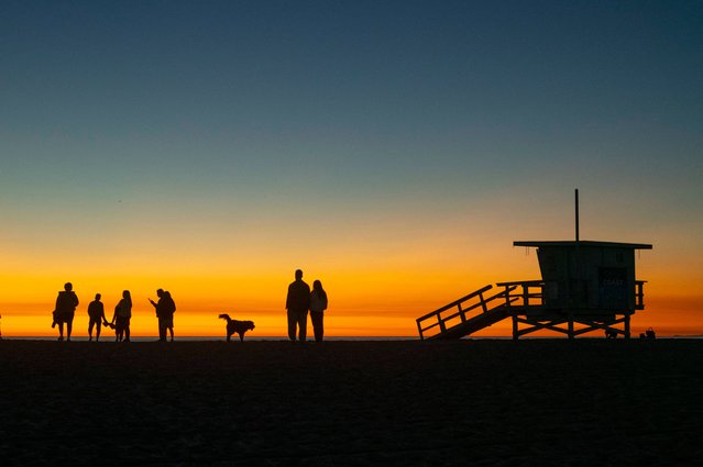A golden sunset illuminates Venice Beach in California in the last decade of November 2024. (Photo by The Mega Agency)