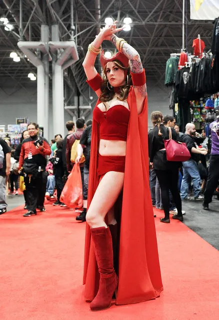 A Comic Con attendee poses during the 2014 New York Comic Con at Jacob Javitz Center on October 9, 2014 in New York City. (Photo by Daniel Zuchnik/Getty Images)