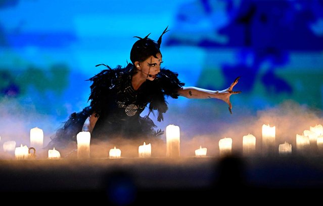 Irish singer-songwriter Bambie Ray Robinson, aka Bambie Thug representing Ireland with the song “Doomsday blue” performs during the dress-rehearsal on the eve of the final of the 68th Eurovision Song Contest (ESC) 2024 on May 10, 2024 at the Malmo Arena in Malmo, Sweden. (Photo by Tobias Schwarz/AFP Photo)
