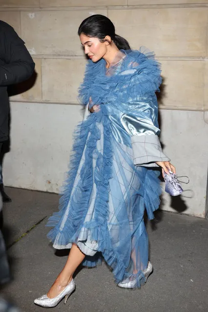 Reality star and mogul Kylie Jenner is seen exiting the Maison Margiela fashion show during Paris Fashion Week in Paris, France on January 22, 2023. (Photo by Backgrid USA)