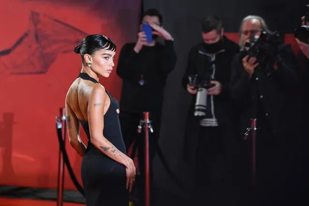 American actress, singer, and model Zoë Kravitz attends a special screening of The Batman at BFI IMAX Waterloo on February 23, 2022 in London, England. (Photo by Joe Maher/Getty Images)