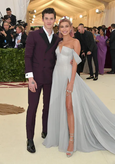 Shawn Mendes and Hailey Baldwin attend the Heavenly Bodies: Fashion & The Catholic Imagination Costume Institute Gala at The Metropolitan Museum of Art on May 7, 2018 in New York City. (Photo by Neilson Barnard/Getty Images)