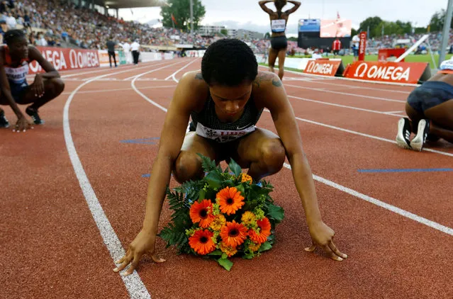 Salwa Eid Naser from Bahrain reacts after winning the women' s 400 m race, at the Athletissima IAAF Diamond League international athletics meeting in the Stade Olympique de la Pontaise in Lausanne, Switzerland, Thursday, July 5, 2018. (Photo by Denis Balibouse/Reuters)