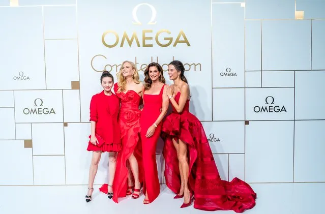 (L-R) Chinese actress Cecilia Liu Shishi, Australian actress Nicole Kidman, American model Cindy Crawford and Brazilian model Alessandra Ambrosio pose during an Omega new product launch event on October 23, 2018 in Shanghai, China. (Photo by Imaginechina/Rex Features/Shutterstock)