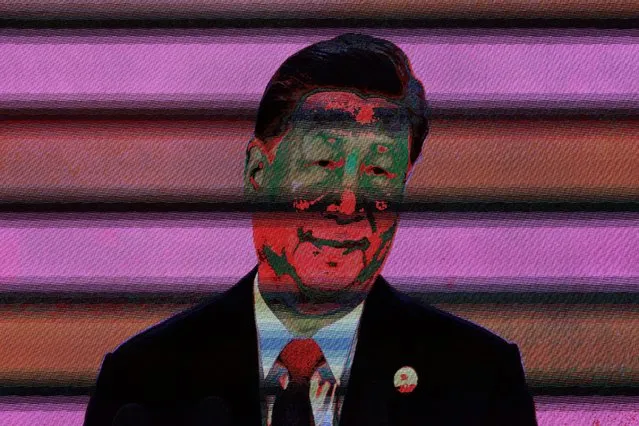 An image of Chinese President Xi Jinping is displayed on a screen during the opening ceremony of the 19th Asian Games Hangzhou 2022 at the Olympic Sports Centre Stadium in Hangzhou, China, 23 September 2023. The 2022 Asian Games were postponed due to the Covid-19 pandemic and are held between 23 September and 08 October 2023. (Photo by Alex Plavevski/EPA/EFE)