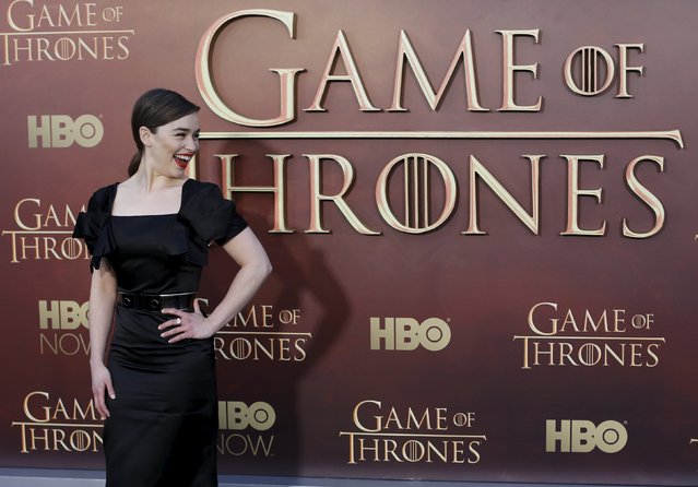 Actress Emilia Clarke arrives for the season premiere of HBO's “Game of Thrones” in San Francisco, California March 23, 2015. (Photo by Robert Galbraith/Reuters)