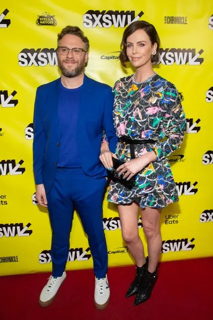Actress Charlize Theron and actor Seth Rogen attend the premiere of “Long Shot” during the 2019 SXSW conference and Festivals at the Paramount Theatre on March 9, 2019 in Austin, Texas. (Photo by Suzanne Cordeiro/AFP Photo)