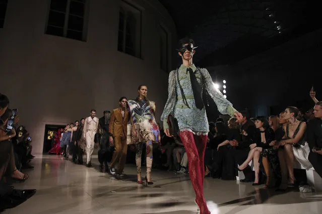 Models walk the runway at the Fashion For Relief charity event in central London, Saturday, September 14, 2019. (Photo by Vianney Le Caer/Invision/AP Photo)