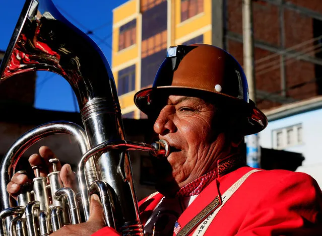 A musician performs during the “Senor del Gran Poder” (Lord of Great Power) parade in La Paz, May 21, 2016. (Photo by David Mercado/Reuters)