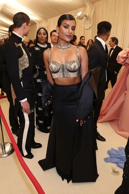 British actress Simone Ashley arrives at The 2022 Met Gala Celebrating “In America: An Anthology of Fashion” at The Metropolitan Museum of Art on May 02, 2022 in New York City. (Photo by Arturo Holmes/MG22/Getty Images for The Met Museum/Vogue)