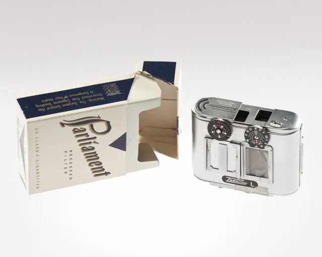Miniature spring-wound 35-mm film camera in a modified cigarette pack. The Tessina’s small size and quiet operation provided more options for concealment than most commercially available models. (Photo by Central Intelligence Agency)