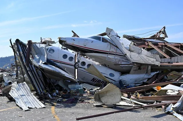 Damage to planes and property at the John C. Tune Airport after a tornado hit Nashville, Tennessee, U.S. March 3, 2020. (Photo by Harrison McClary/Reuters)